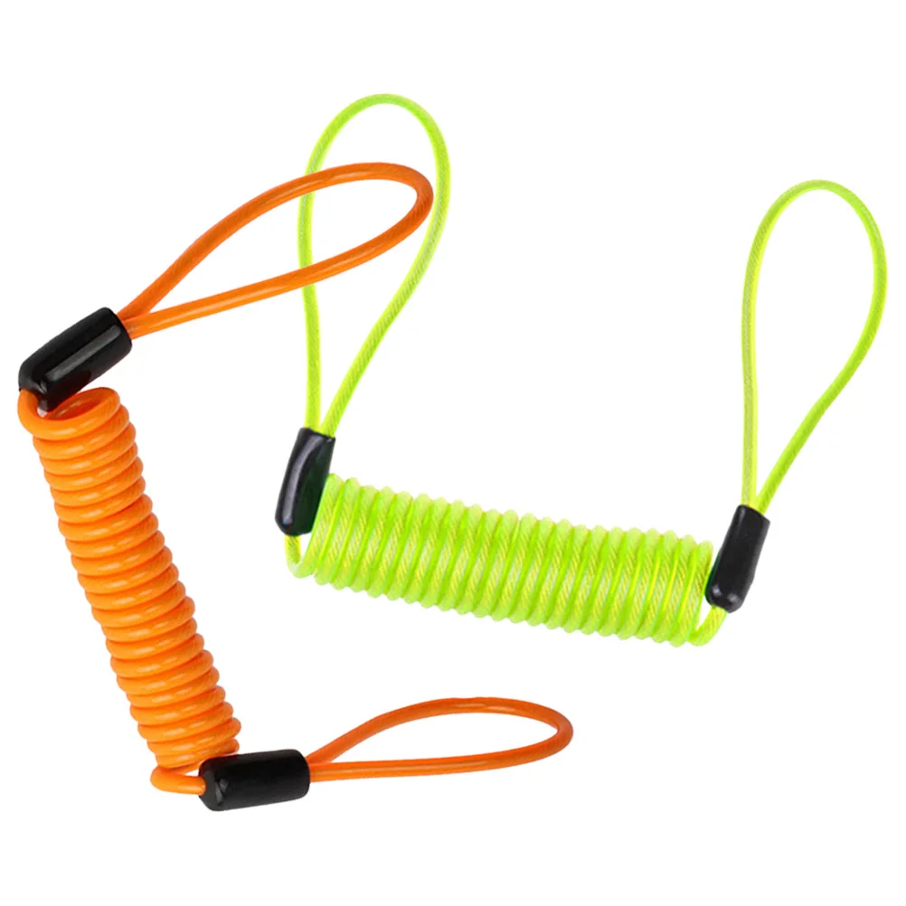 2Pcs Extended Spring Steel Cable Lock for Motorcycle Disc Brake Heavy Duty Bike Security Lock with High Visibility PVC Coating