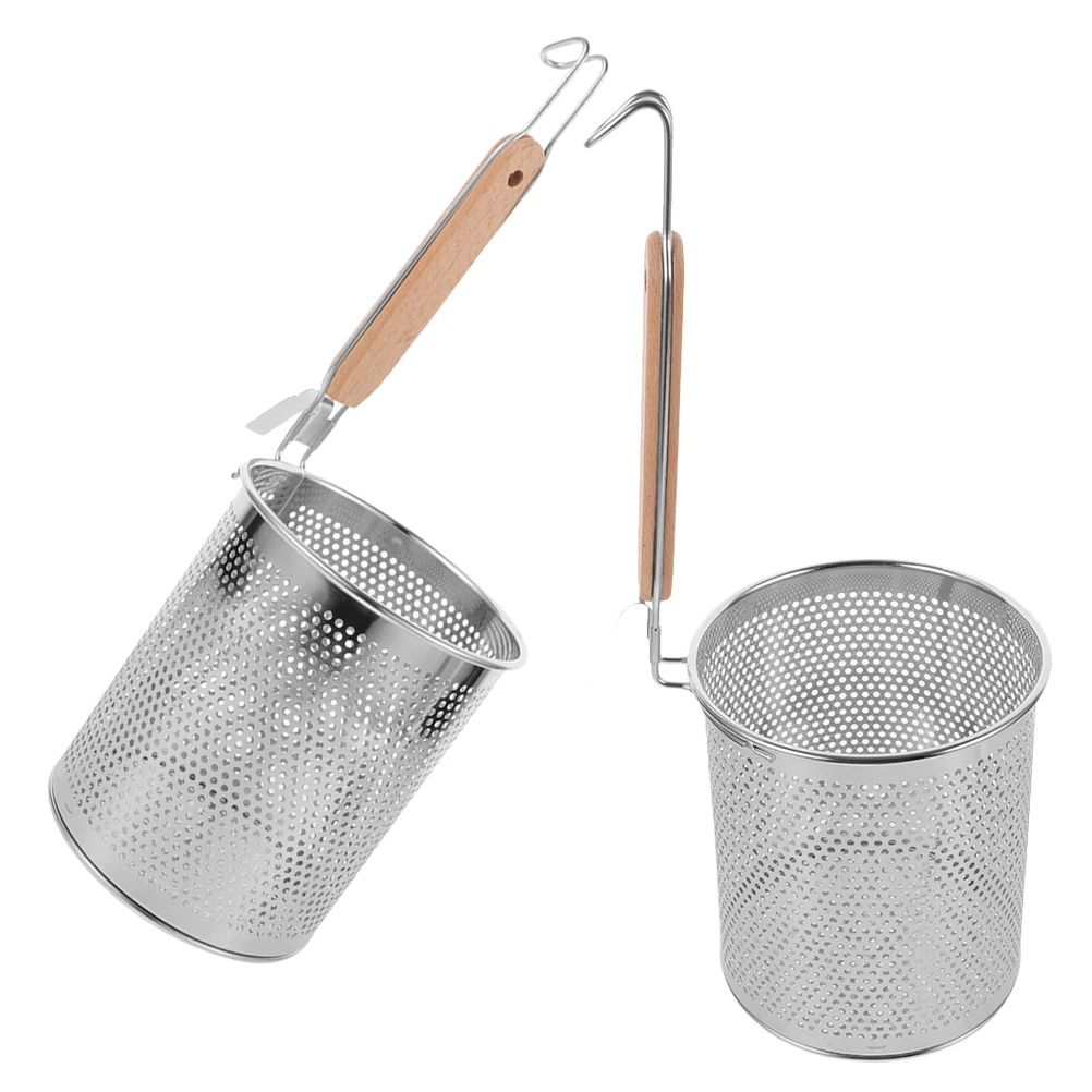 

2pcs Stainless Punching Stainless Steel Strainer Noodle Strainer Pasta Basket Large Diameter Ergonomic Handle Kitchen Tool
