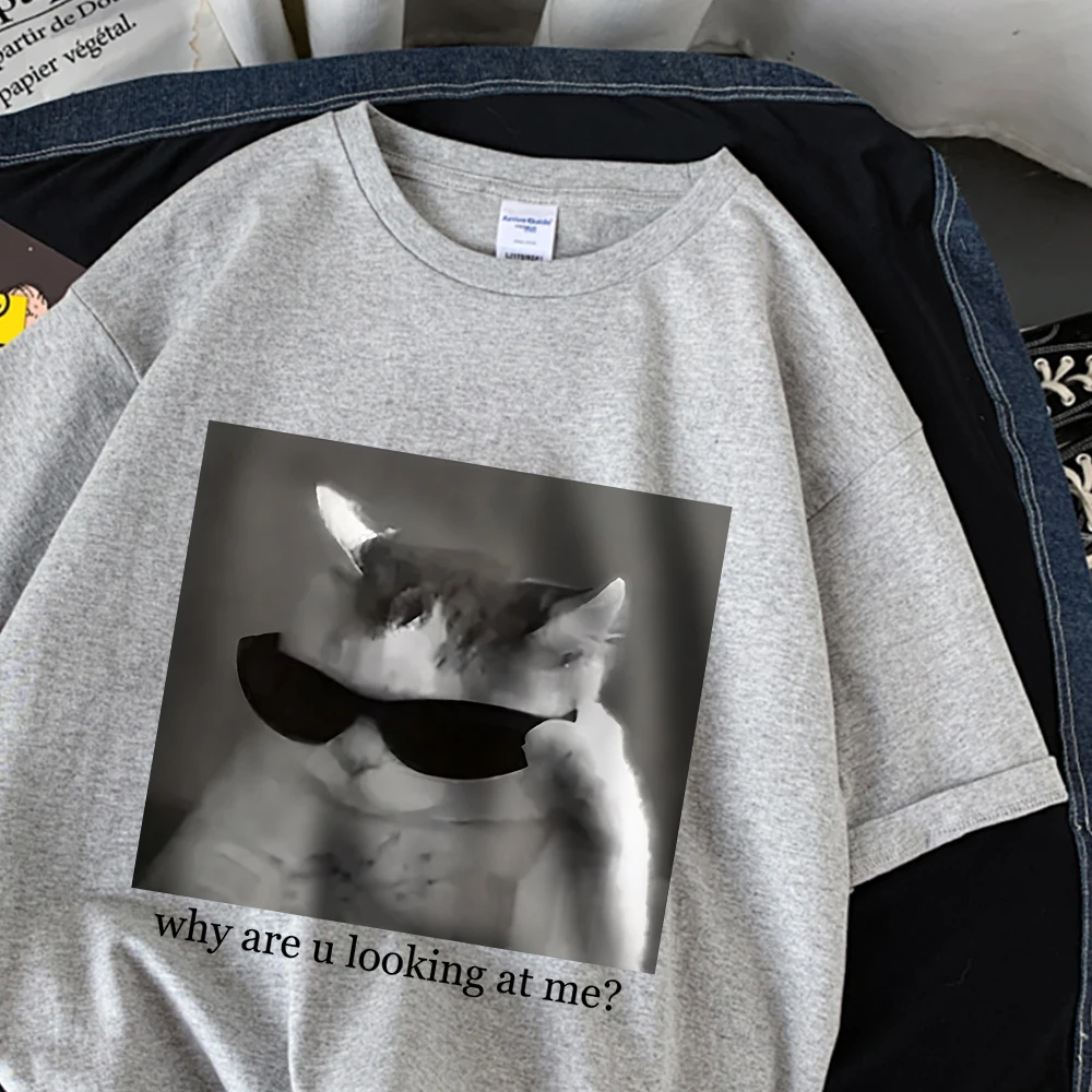 Cool Cat Photo Pattern Print Womans T-Shirt Cartoon Stylish Top Soft Basics Clothing Easy Maintenance Breathable T Shirts