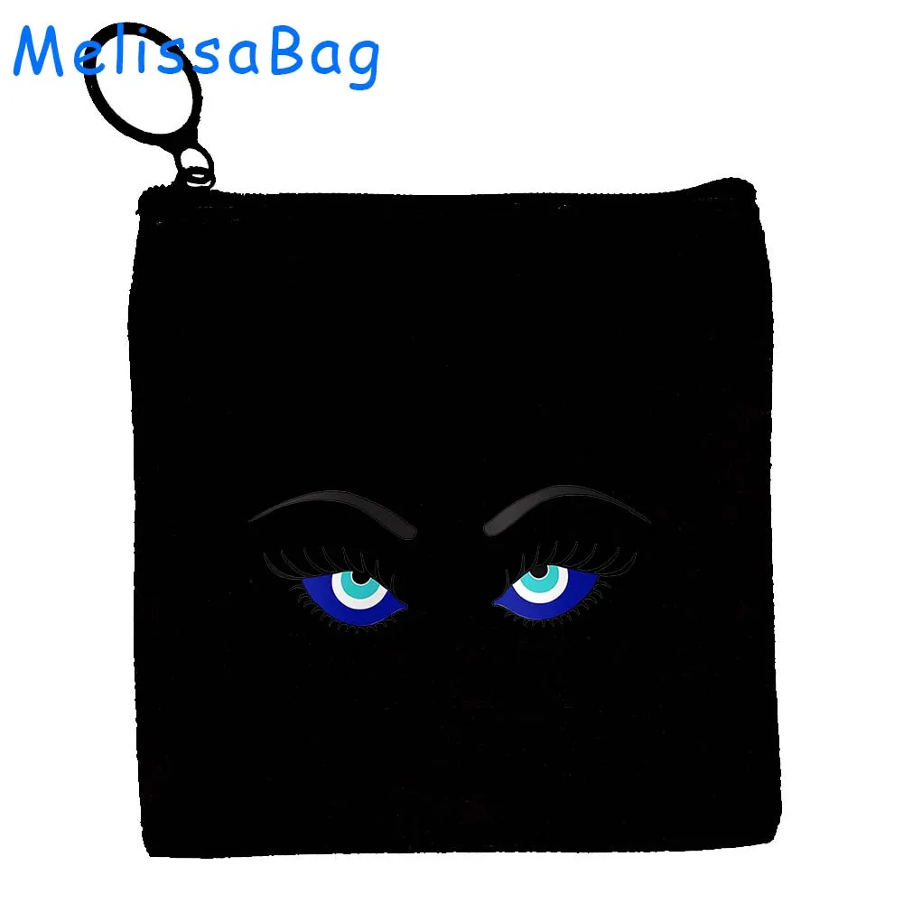 Greek Turkish Colorful Nazar Blue Evil Eye Hamsa Hand Girl Amulet GREECE Canvas Bag Coin Purse Key Case Bag Wallet Zipper Pouch