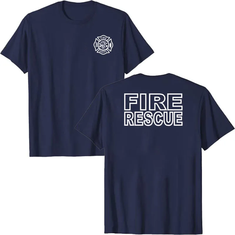 Fire Rescue T-Shirt Firefighter Maltese Cross Fire Department Women Men Clothing Short Sleeve Blouses Graphic Tee Tops