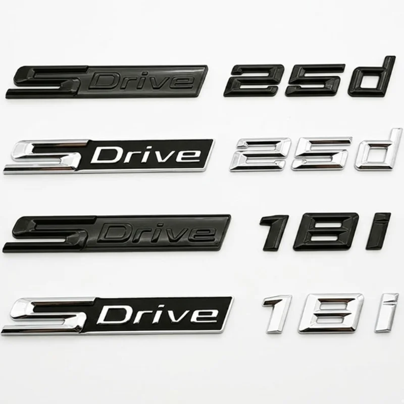 

3D sDrive 18i 25d Car Emblem Badge For BMW X1 X2 X3 X4 Z4 Rear Trunk Letter Logo Gloss Black Chrome Sticker Accessories