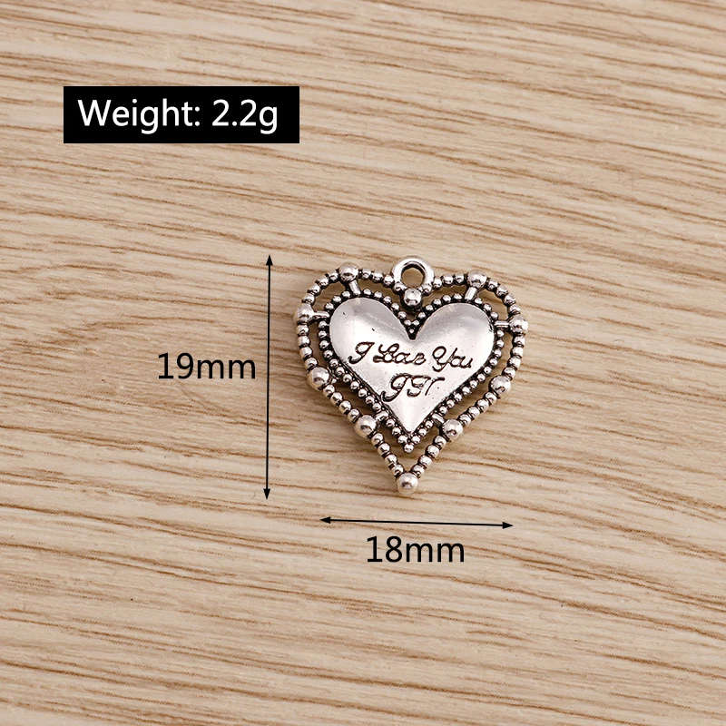 10 Stück niedliche, gemischte Herzanhänger aus Legierung zum Basteln von Halsketten, Ohrringen, Armbändern, DIY-Handarbeiten und Schmuckzubehör – Detail 21