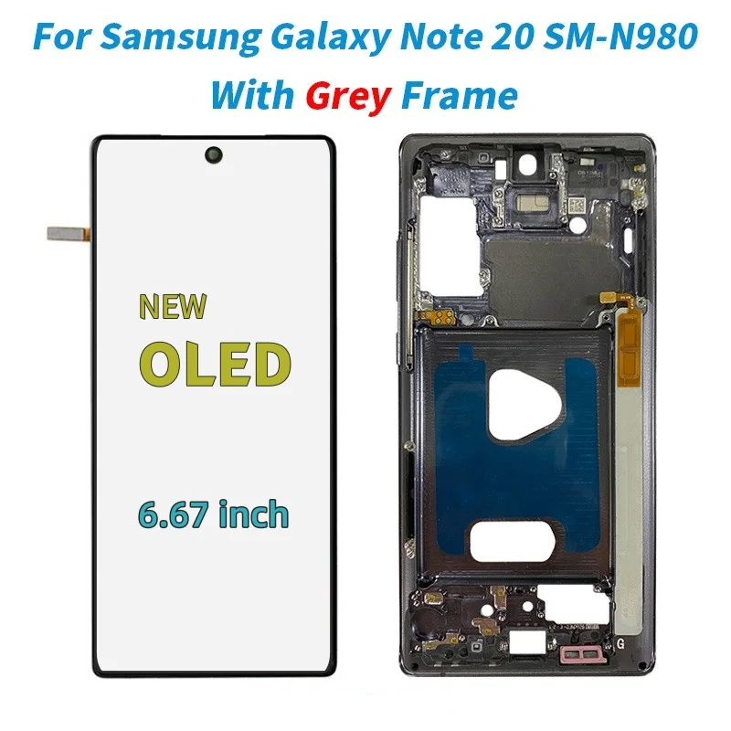 Super OLED Note 20 N981U N981B Display For Samsung Galaxy Note 20 Ultra N986U N986B LCD Touch Screen with Frame Replacement