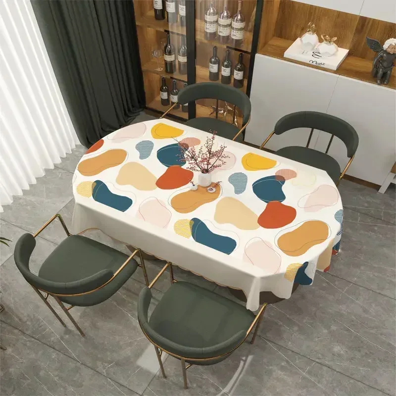 Oval rectangular universal table Dining Cover Waterproof Oil Resistant Wash Free Scald Resistant PVC Household Table Cloth