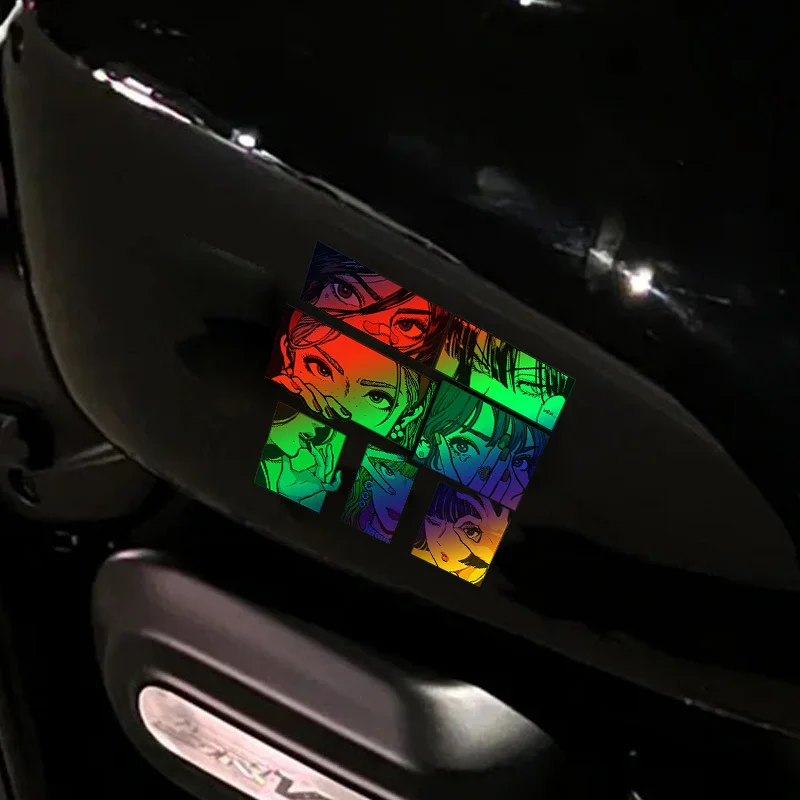 1set Anime Girl Eyes Holographic Waterproof Vinyl Sticker Set for Car Laptop Helmet view 5