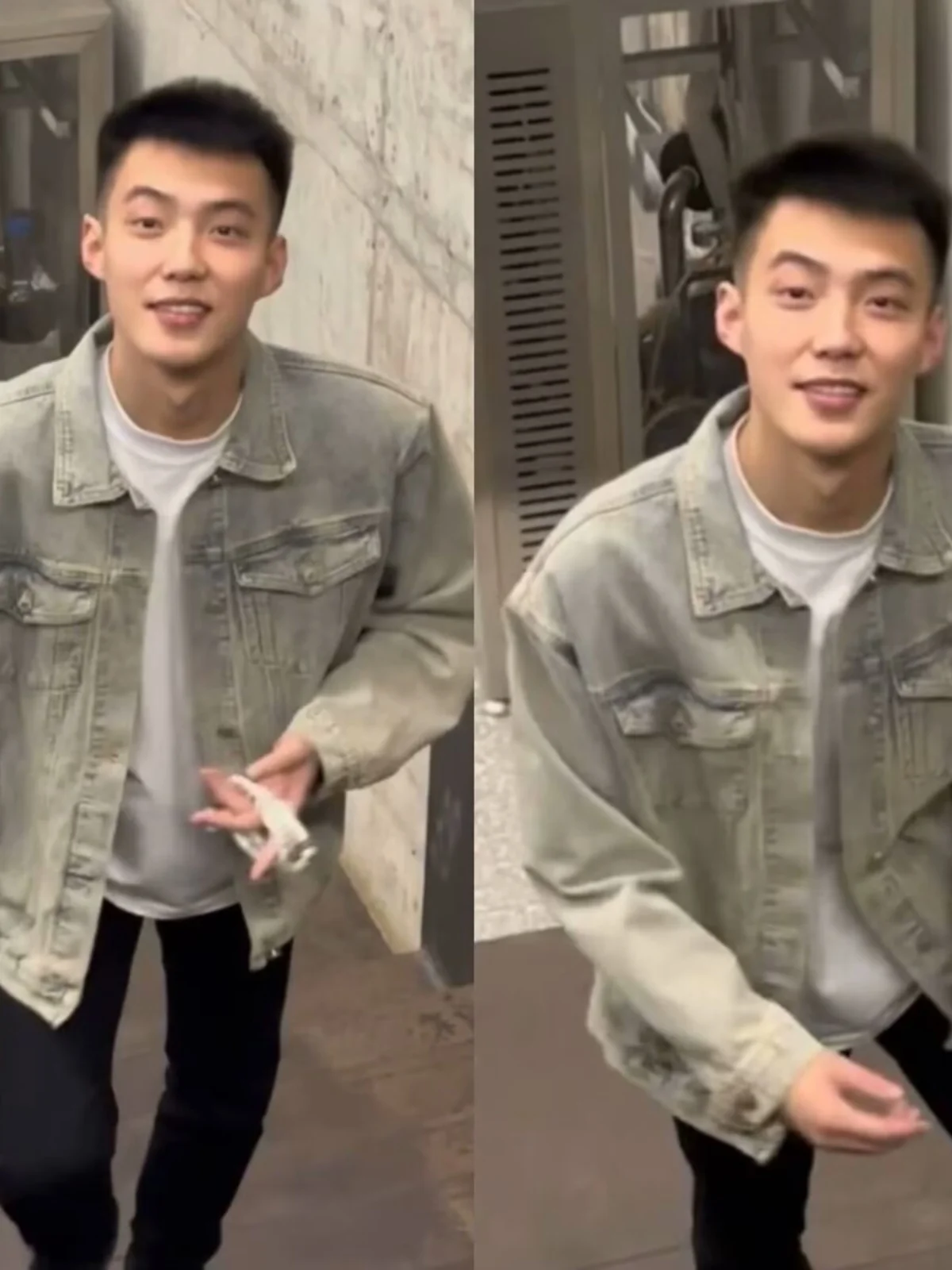 Retro Sli Herren Denim Jaet Frühling Herbst Casual Kragen Jugend Faion All-Match Oberbekleidung Stand Fit Lange Sve Mantel