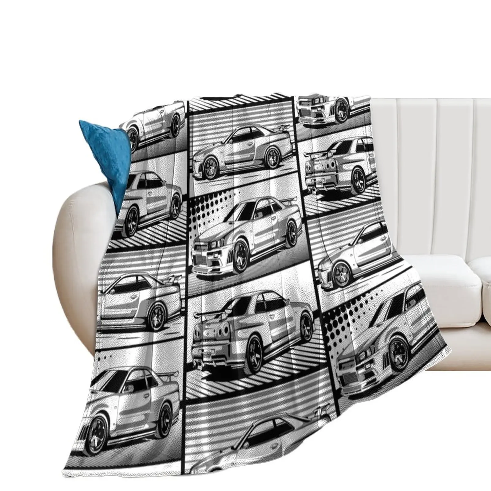 

Nissan Skyline R34 Sukairain Throw Blanket for sofa Decoratives Softest Blankets