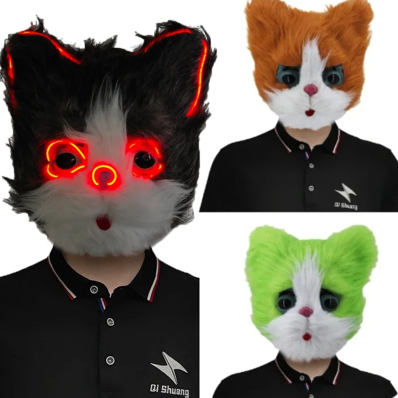 

Маска в виде головы милого кота для взрослых, аксессуары для костюма на Хэллоуин, реквизит для косплея, для детей, для представлений, наряд, маска