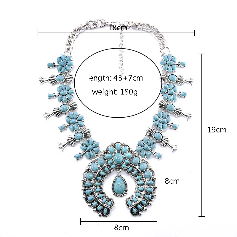 

European and American Fashion Flowers Titanium Steel Micro-Inlaid AAA Turquoise Luxury Retro Necklace