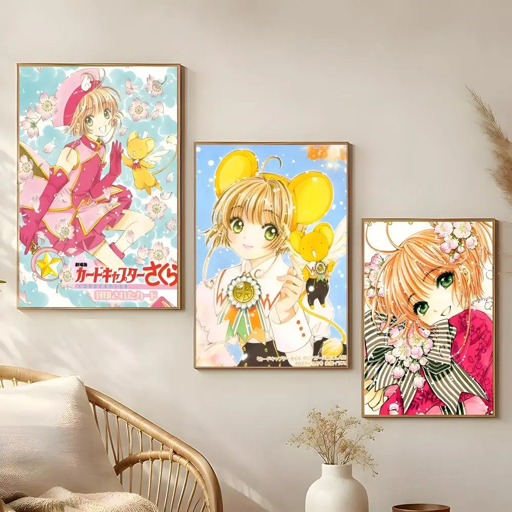 Anime Cardcaptor Sakura Poster Poster Self-adhesive Art Waterproof Paper Sticker Coffee House Bar Room Wall Decor