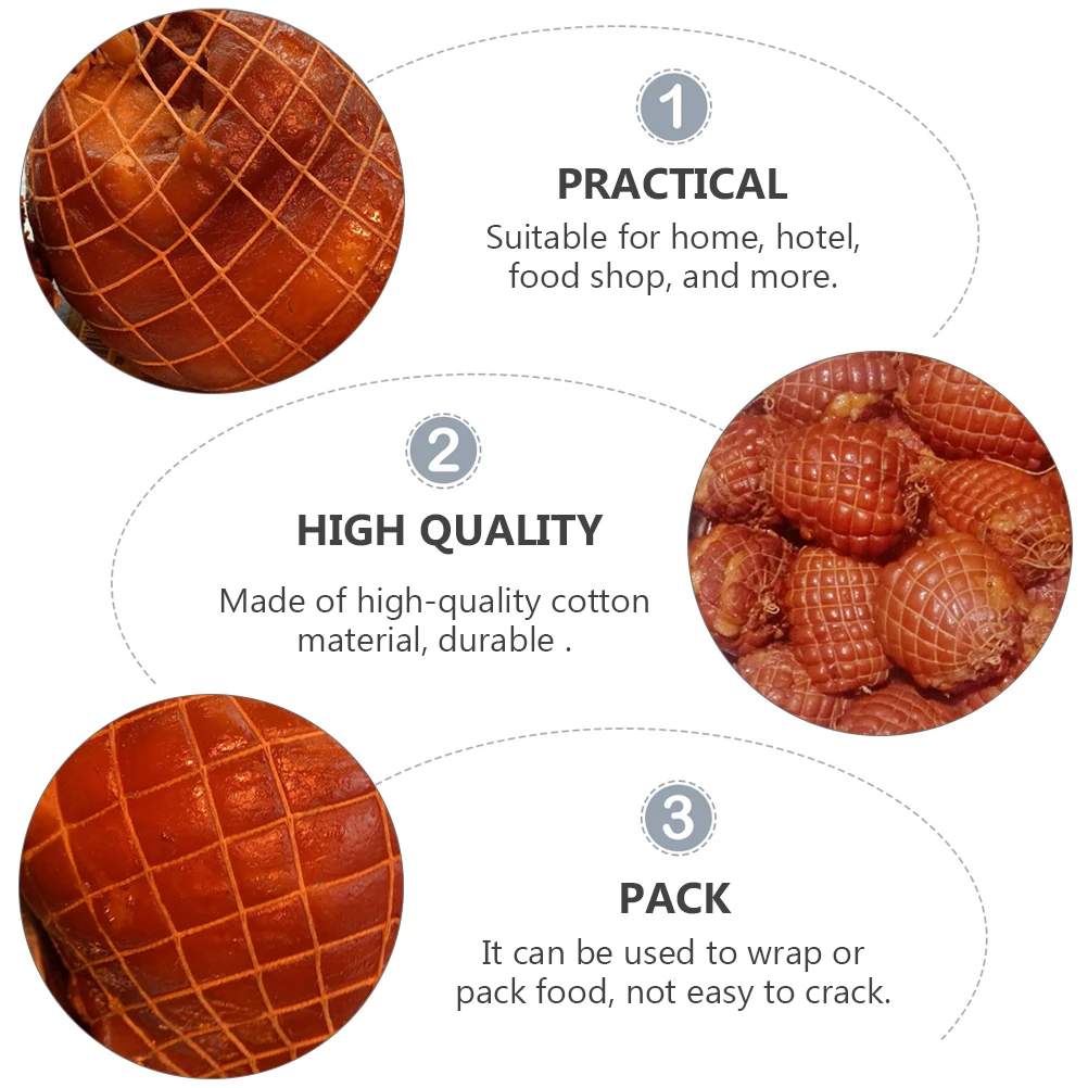 

6 Rolls Kitchen Sauce-flavored Barbecued Pork String Cotton Netting for Cooking Beef Cloth Sausages Web Meat Truss Wrapping Ham