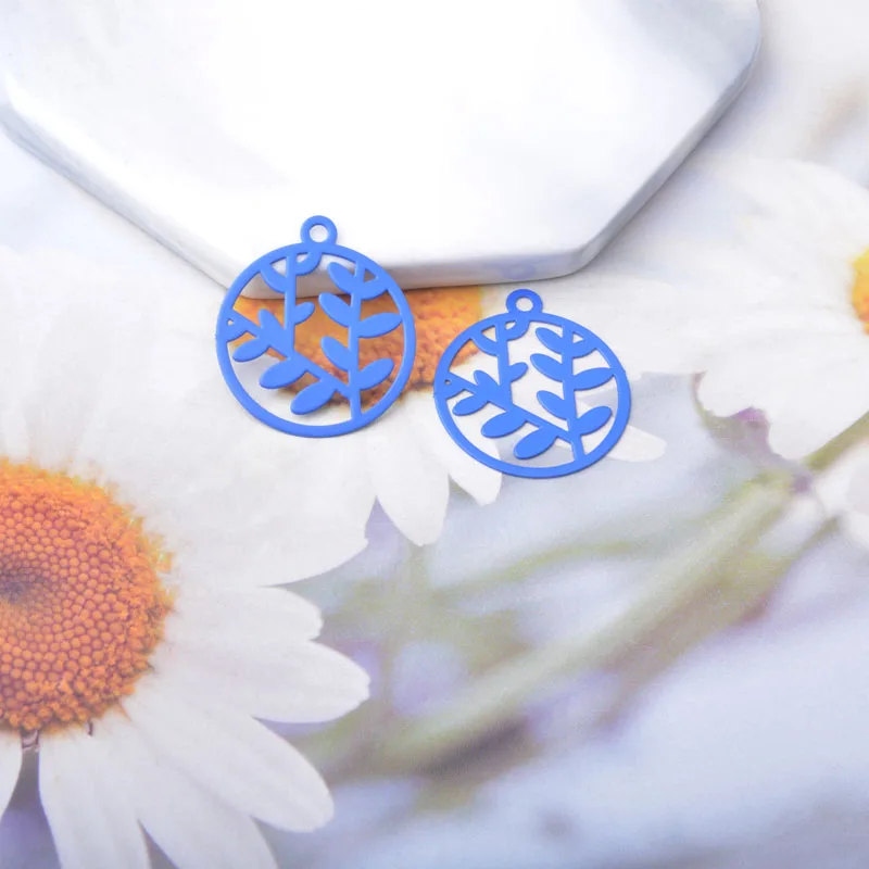 30 Stück AC14798 22*25mm Messing Runde Blatt-Anhänger Dünne Hellgoldene Blätter Anhänger DIY Schmuck Ohrring-Zubehör – Detail 10