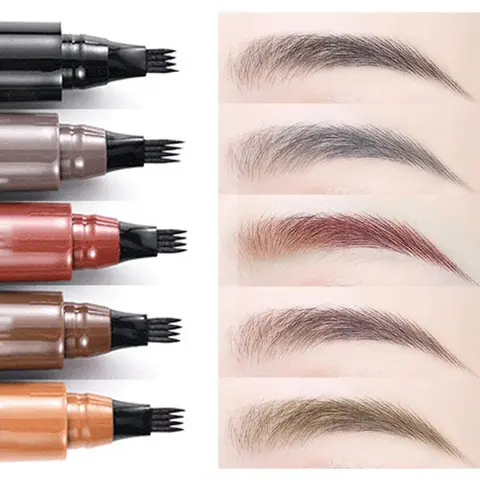 Four-pronged eyebrow pencil, four-end, long-lasting, non-smudged, water-resistant, anti-smudged eyebrow pencil