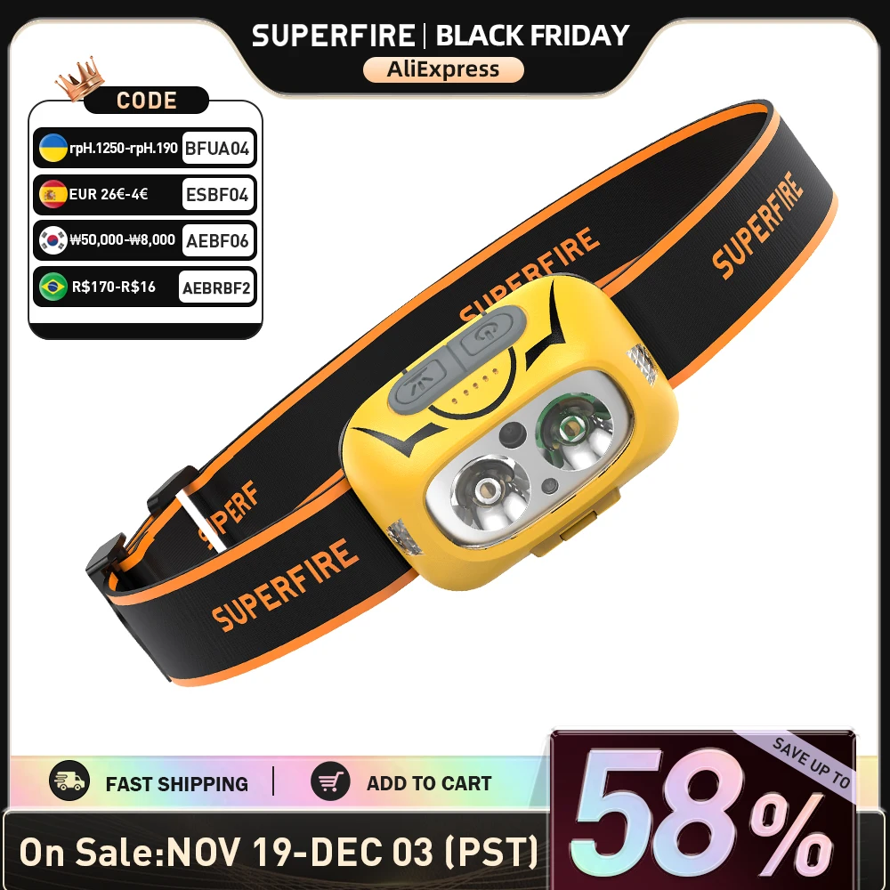 superfire-hl05-s-led-farol-com-sensor-de-movimento-recarregavel-stepless-escurecimento-amarelo-branco-pesca-acampamento-lanterna