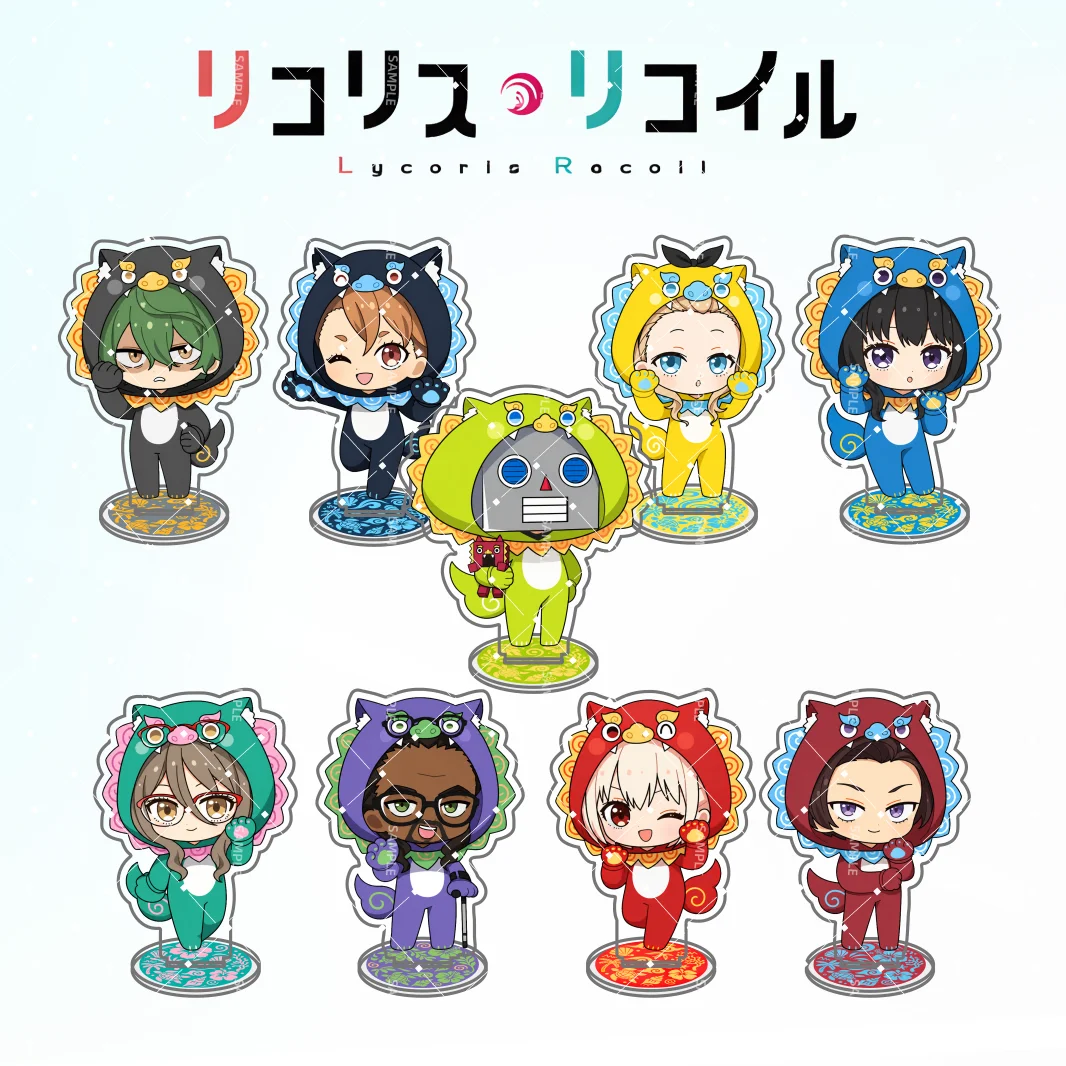 Anime Lycoris Recoil Blue Turtle Collab Series Cute Chibi Acrylic Stand Keychain Cosplay Character Model Desk Decor Collect Gift