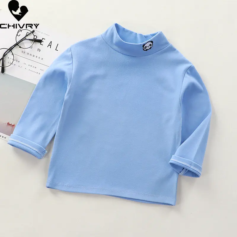 Kids T-Shirts New 2023 Spring Autumn Boys Girls Kids Fashion Solid T Shirt Tops Children Turtleneck Long Sleeve Casual T-shirts