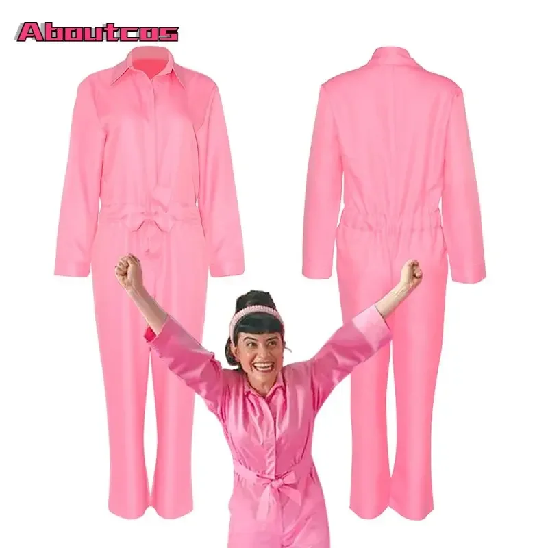 Aboutcos Nuovo film Barbie Costume Cosplay Parrucca Barbie Abito rosa Donna Halloween Gioco di ruolo Festa per Gilrs