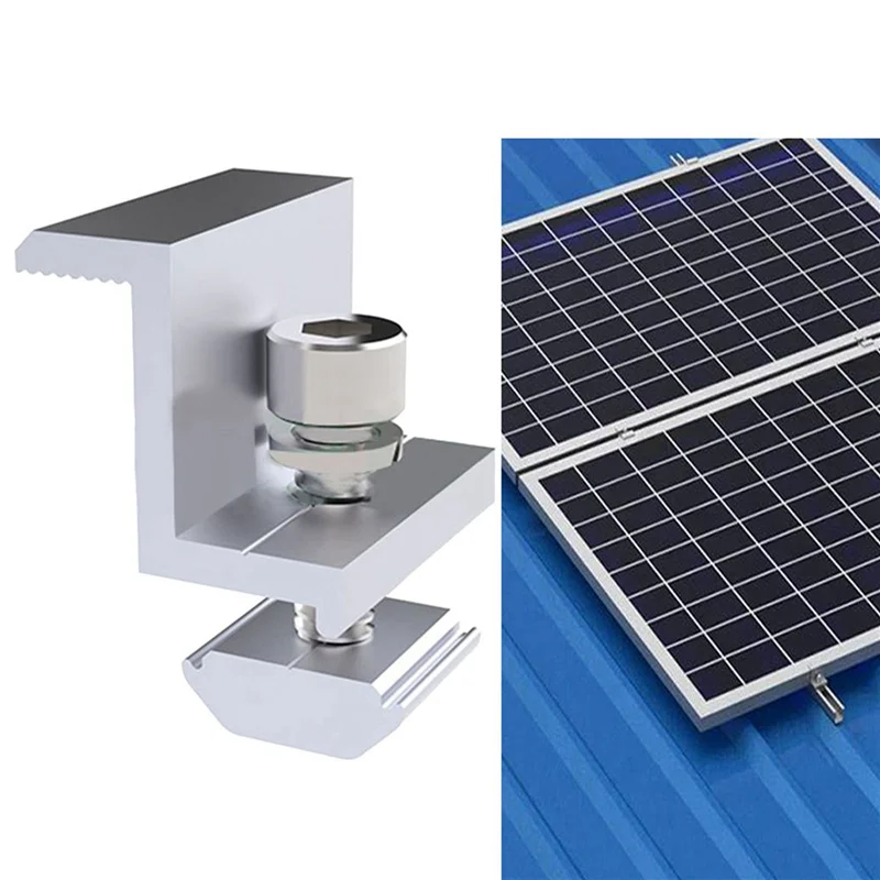 

【Superdeals】8X Solar Panel Bracket Photovoltaic Panel Rail Solar Panel Mount Fastening Module With Mid For Trapezoidal Roof 35Mm