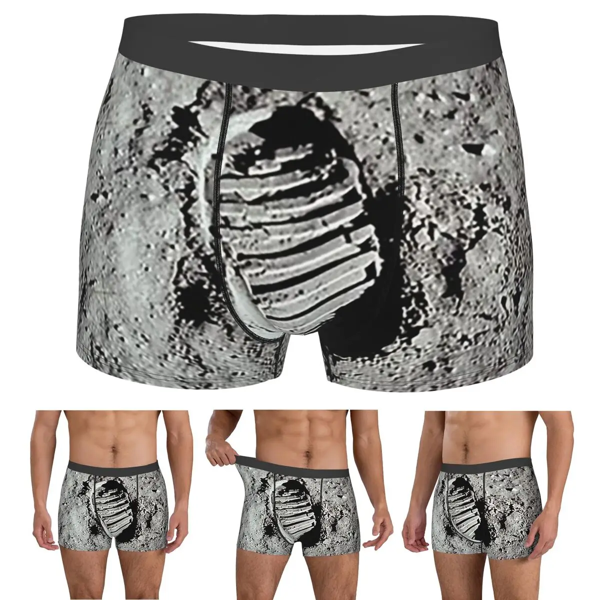 

Трусы-боксеры, шорты Footprint On The Moon By Buzz Aldrin Apollo, трусики, мужское нижнее белье для Homme, мужские подарки бойфренду