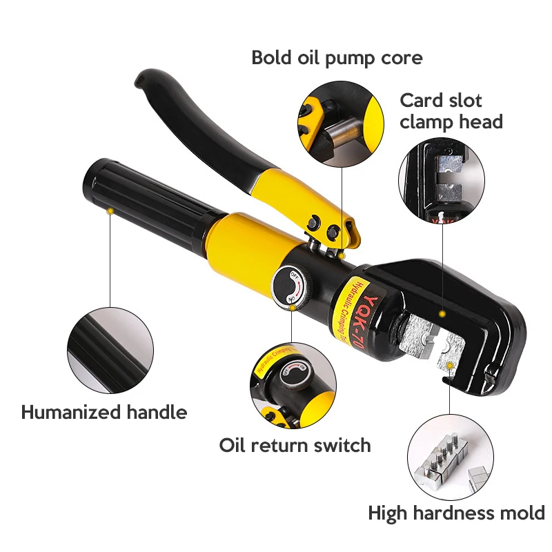 Hydraulic Crimping Tool Cable Lug Crimper Plier Hydraulic Compression Tool YQK-70 4-70mm 2 Pressure 5-6T ES and RU warehouse