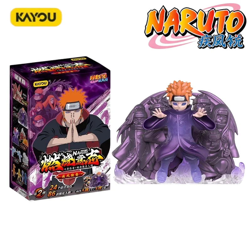 

New KAYOU NARUTO Burning Will Series V2 Eraser Mini Figure Desktop Decoration Included XP Card Collection Birthday Surprise Gift