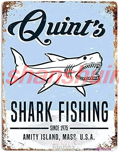 twinkle Art Jaws 80s Quint's Fishing Movie Poster Summer Decor Novelty Art Sign 8x12 inches 1pc shanshui