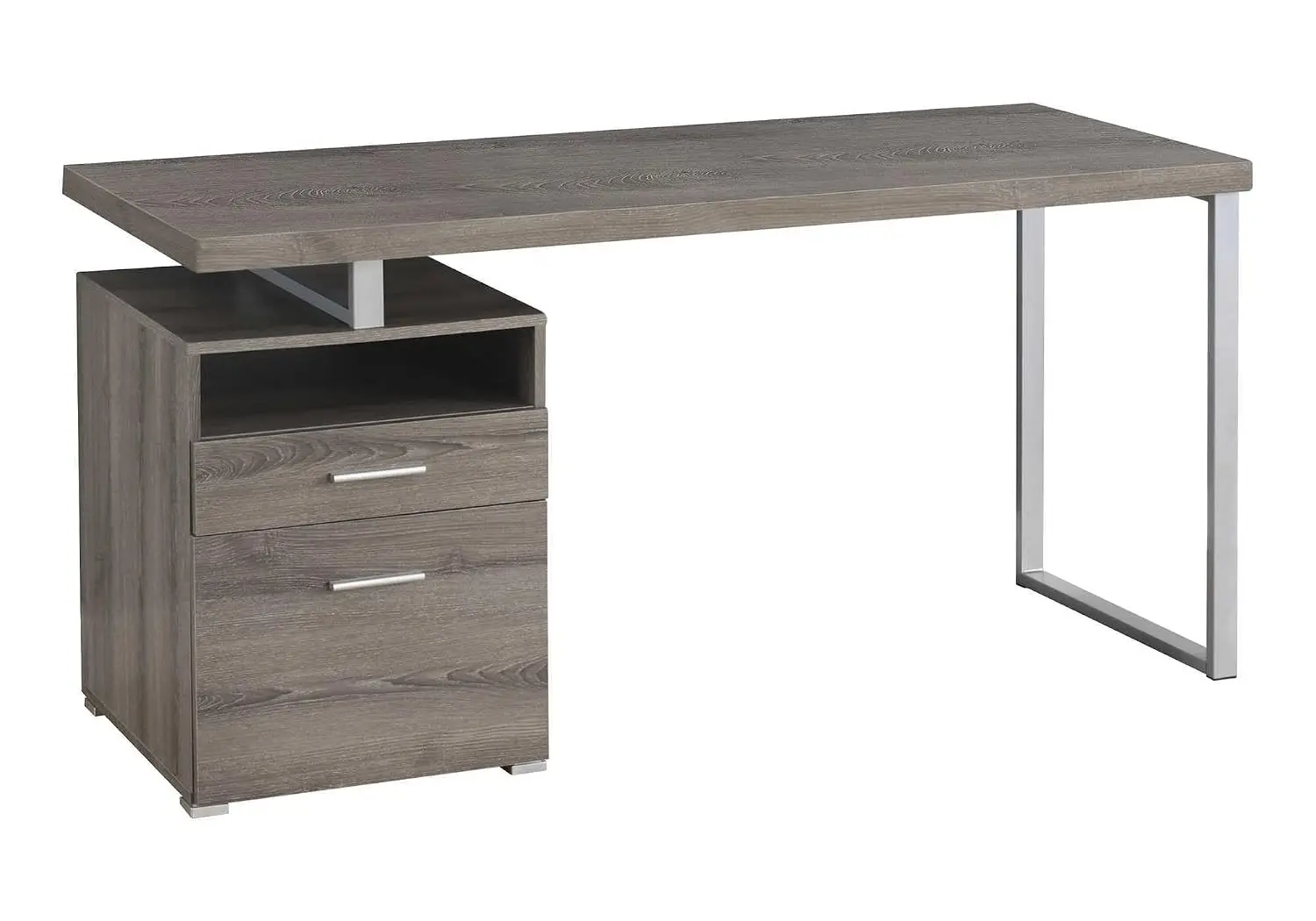 Escritorio para Computadora con Cajones, Estante Abierto y Archivador, Configuración Izquierda/Derecha, 60 Pulgadas, Color Taupe Oscuro, Personalizado