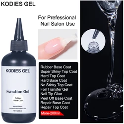KODIES GEL Big Volume Gel Nail Polish Rubber Base Coat Top Coat Semi Permanent UV Primer Glue Refill 200ML Nail Art Salon Supply