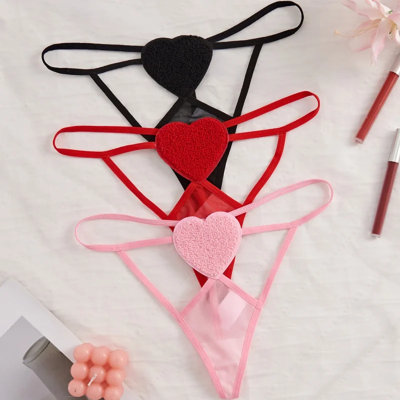 

Bikini Sexy Set Japanese Style Sexy Panties Women Hollow Out See-through Thin Strap Thong Mixed Color Three-piece Set