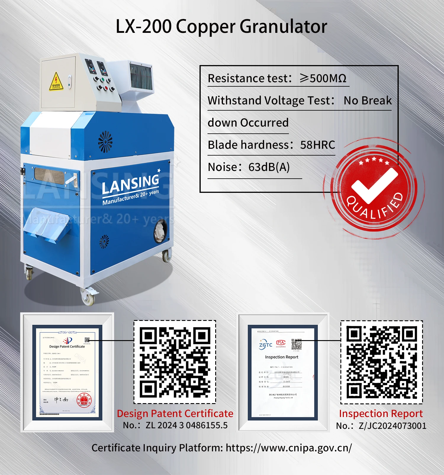 LANSING Good Price Household Copper Wire Granulator Single/Three Phase Recycling Machine Scrap Cable Separator Crushing Machine