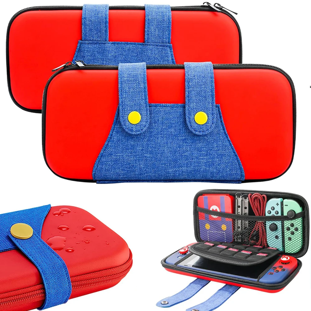 Switch Case Compatible with Nintendo Switch/OLED Cute Portable Switch Carrying Case 10 Game Holders for Mario Travel Cover Set