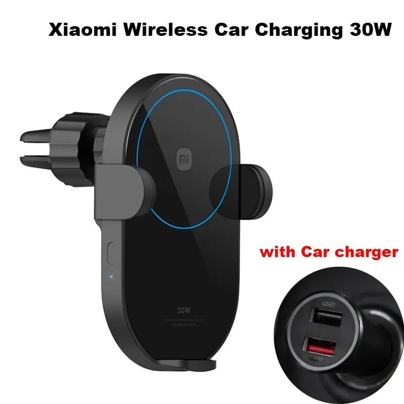 Top Mi 30W Max Qi Wireless Car Charger Auto Pinch with Intelligent Infrared Sensor Fast Charging Car Phone Holder