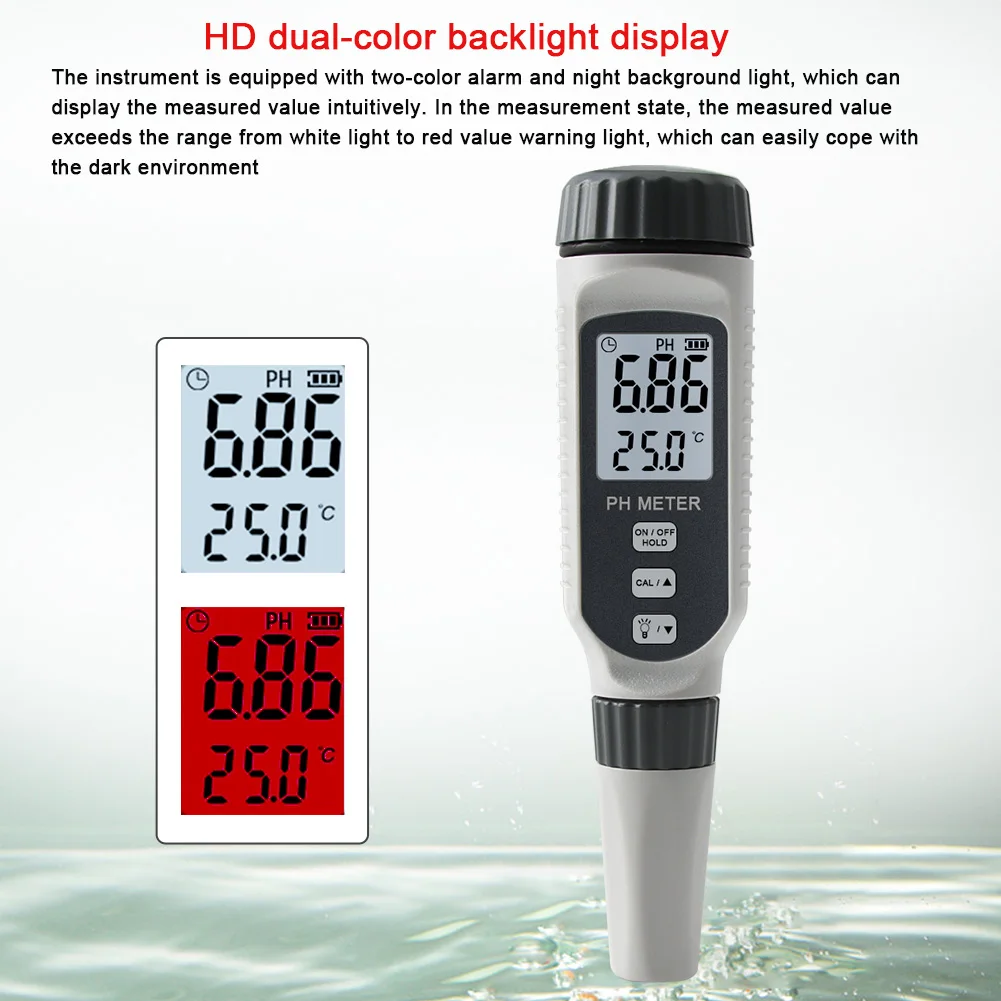 Yieryi Digital PH Meter Professional Dual Color Digital Water Quality Tester ATC Aquarium Pool Analyzers Acidity Monitor