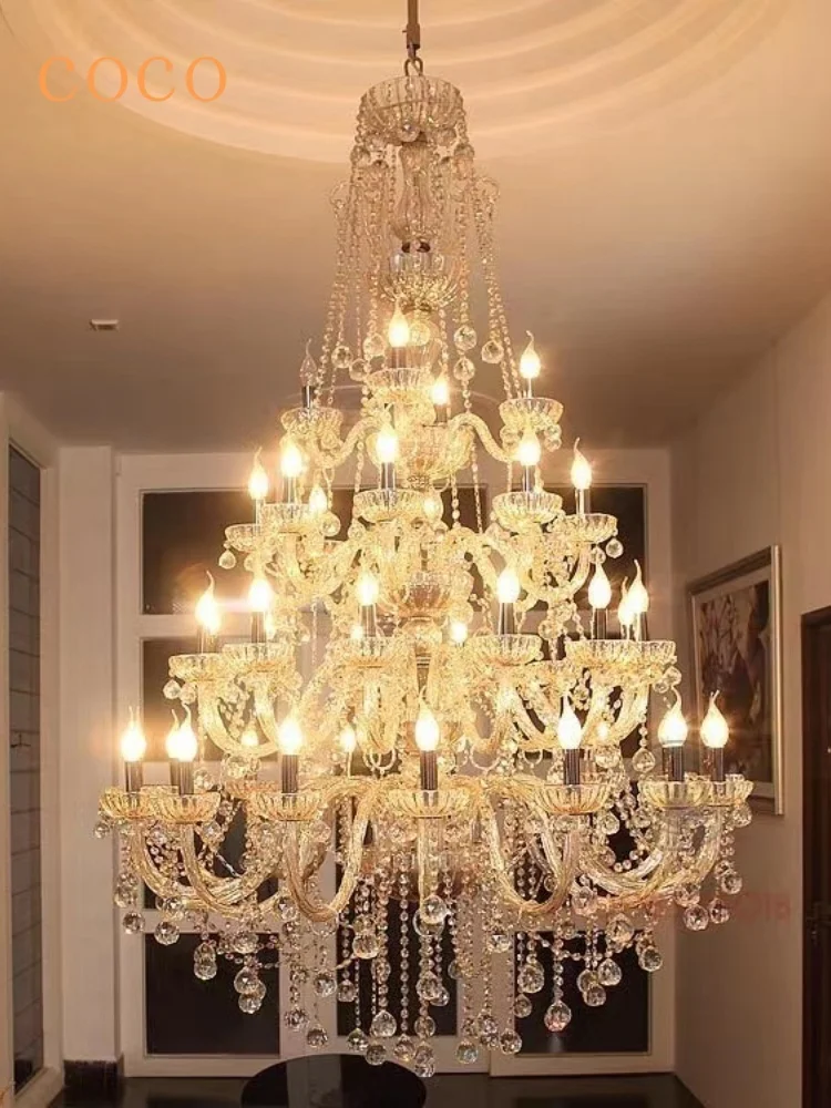 

Creative Variety of Gifts Large Crystal Chandelier Hotel Lobby Middle Floor Candle Light Luxury High-rise Living Room Light