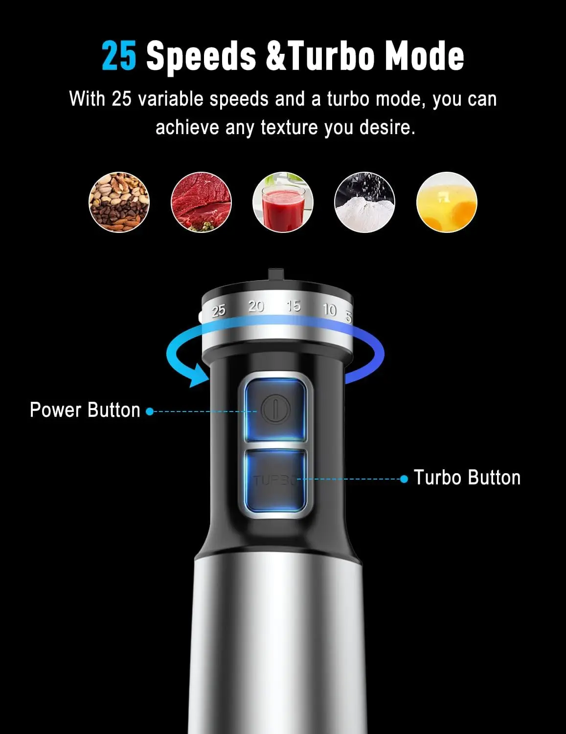 1000W Powerful Immersion mixer Handheld, scratch-resistant hand mixer with heavy-duty copper brushless motor and gift box