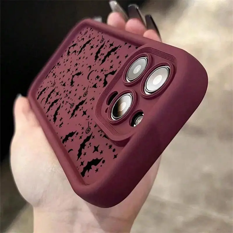 حافظة هاتف بنمط جمجمة الخفافيش الحمراء العتيقة لهاتف iPhone17 16 15 14 13 12 11promax plus #2