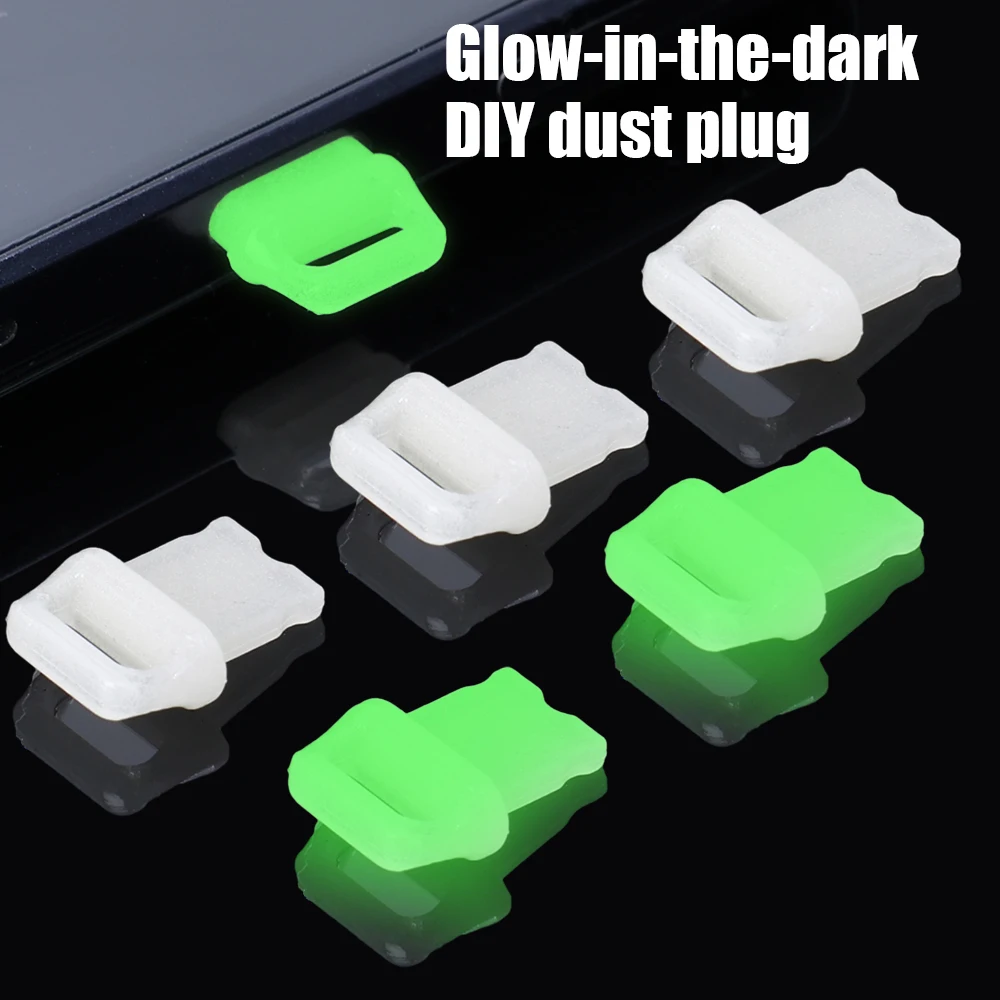 1-10Pcs Luminous DIY Dust Plug for IPhone Samsung Xiaomi Redmi Mobile Phone Charging Port Dust Proof Stopper Pendant Accessories