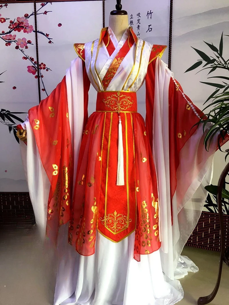 

Plus Size 5XL Chinese Traditional Hanfu Men Women Custom Devil's Path Ancestor Carnival Cosplay Costume Red Wedding Dress Hanfu