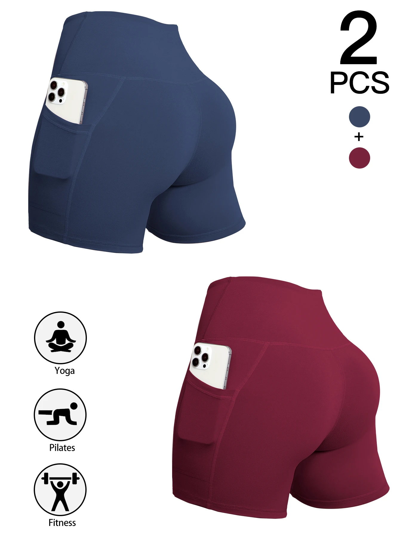 Summer Solid Color Yoga Shorts With Pockets Quick Drying High Waisted Gym Push Up Yoga Shorts For Woman Breathable Workout Short