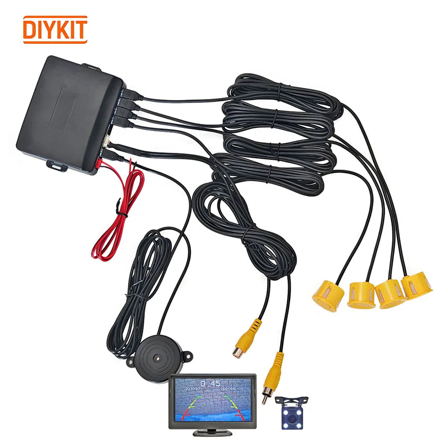 Diykit Auto Reverse Video Parking Radar 4 Sensor Rear View Backup Security System Sound Buzzer Alert Alarm Voor Camera Auto monitor