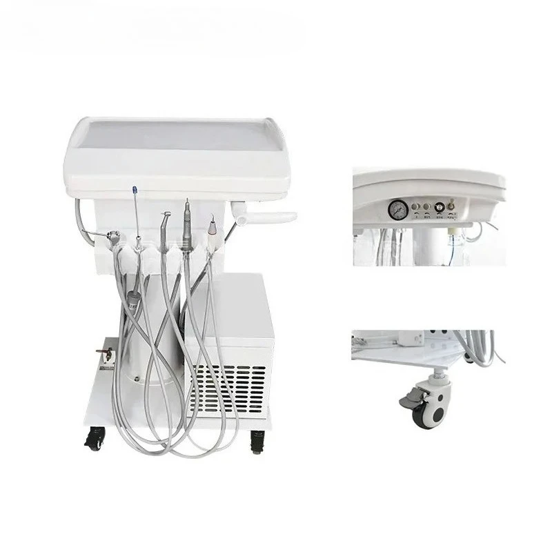 

Dental Turbine Unit Portable with Silent Oil Free Air Compressor Handpiece 2/4 Holes Dental Chair Equipment for Teeth Whitening