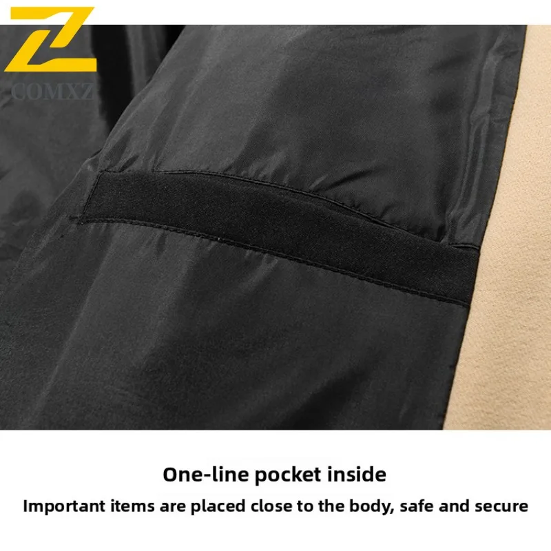 COMXZ 2025 Winter Fashion Loose Fit Color Block High Neck Hooded Cotton Jacket Windproof Warm Unisex Couple tactics windbreaker