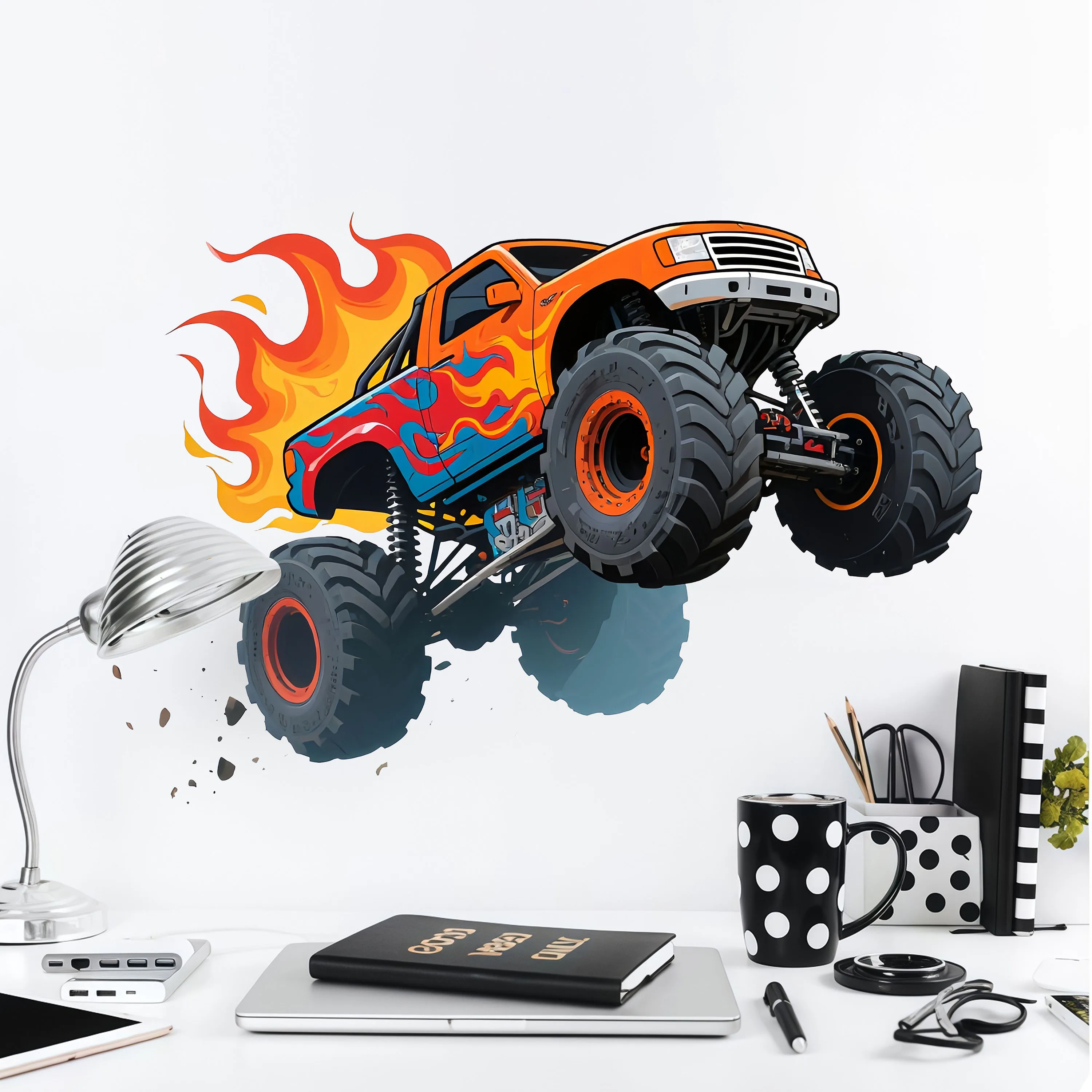 New cool flame off-road vehicle room beautification decoration wall sticker self-adhesive painting personalized handsome self-ad