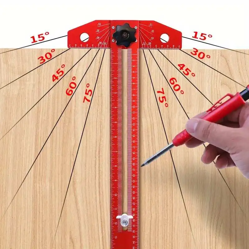 Righello angolare multifunzione per la lavorazione del legno strumento di misurazione del calibro a T in lega di alluminio per marcatura e misurazione di linee parallele