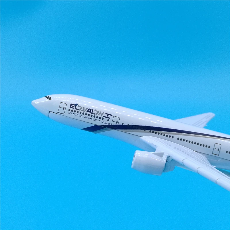 Diecast 1:400 Scale B777 El Al Air  Airlines Model with Base Alloy Aircraft Plane Display Model Toy Collection about 16CM