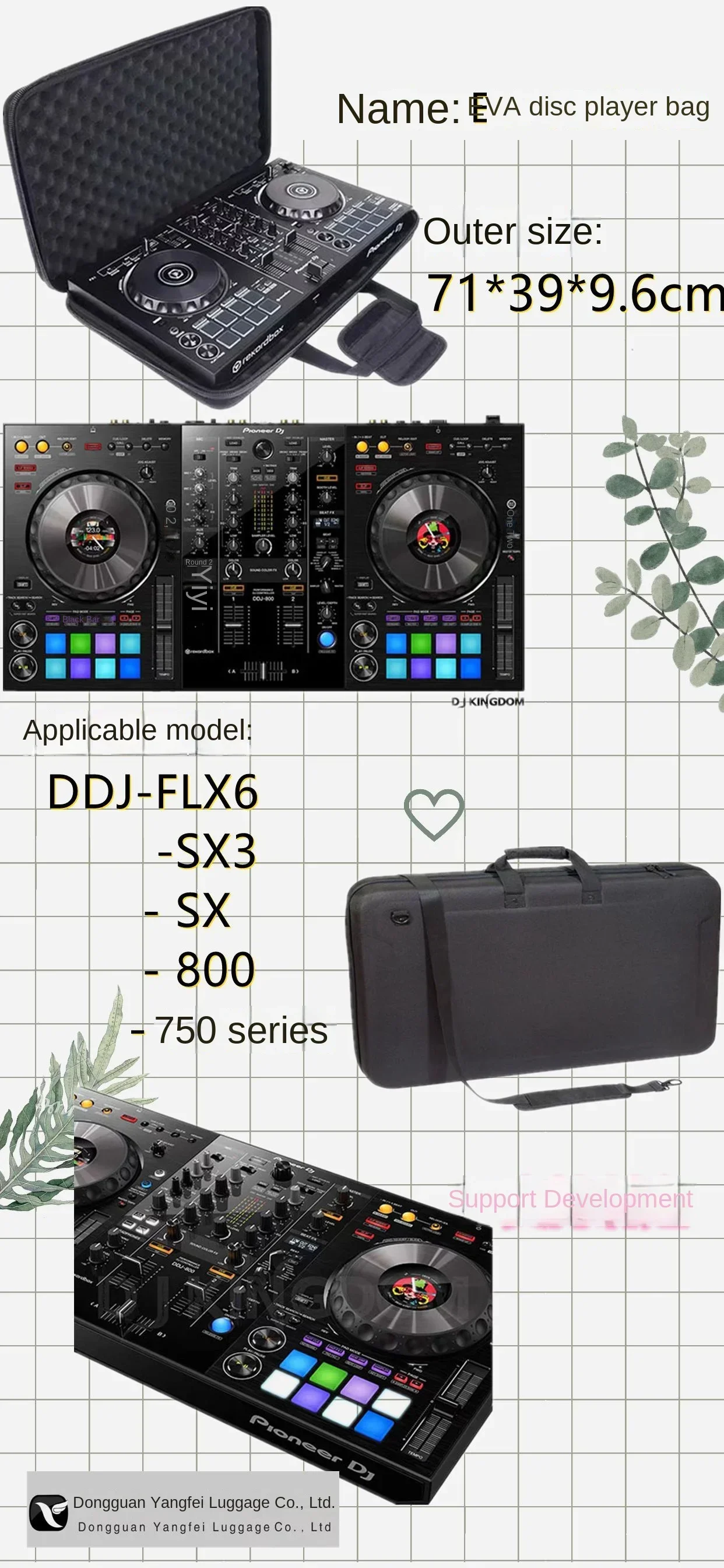 EVA disco isqueiro saco de armazenamento, adequado para DDJ-FLX6, SX, SX2, SX3, 800/750 Series