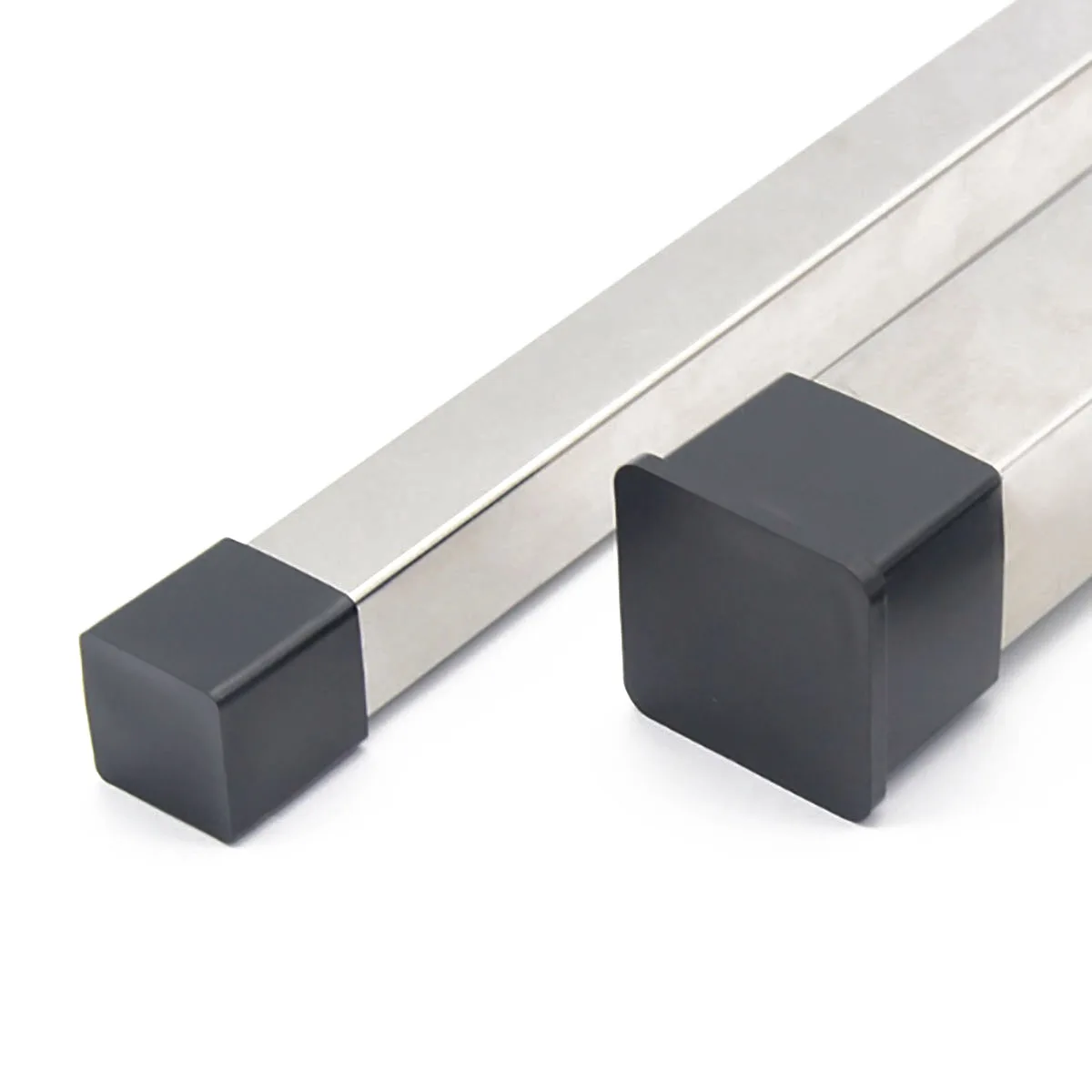 Black PVC Square/rectangular Soft Rubber Tube Cap, Table and Chair Foot Pad Protective Cover 10x10mm To 100x100mm