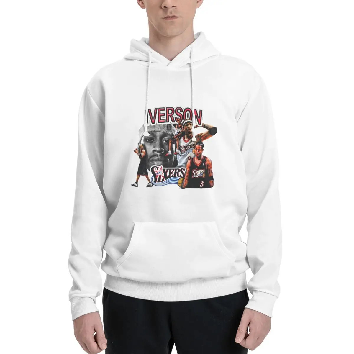 Allen Iverson Loose Hoodies Unisex Outerwear Pullover Hoodie Spring y2k Cool Design Hooded Sweatshirts Plus Size XXL