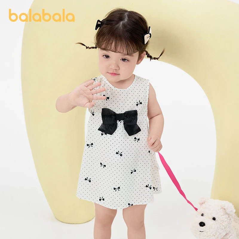 Balabala Baby Dress Girls Dress 2024 Summer New Baby Princess Dress Fashionable Stylish Sweet Exquisite and Elegant